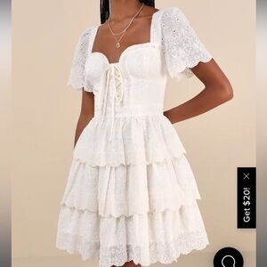 White Lace Tiered Dress